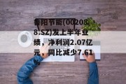 鲁阳节能(002088.SZ)发上半年业绩,净利润2.07亿元,同比减少7.61% 鲁阳节能(002088.SZ)发上半年业绩,净利润2.07亿元,同比减少7.61%