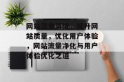 网站流量清洗，提升网站质量，优化用户体验，网站流量净化与用户体验优化之道