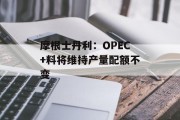 摩根士丹利：OPEC+料将维持产量配额不变