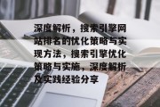 深度解析，搜索引擎网站排名的优化策略与实现方法，搜索引擎优化策略与实施，深度解析及实践经验分享