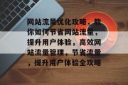 网站流量优化攻略，教你如何节省网站流量，提升用户体验，高效网站流量管理，节省流量，提升用户体验全攻略