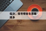 临汾,探寻哪些生意赚钱多 临汾,探寻哪些生意赚钱多