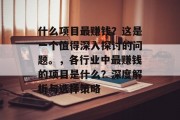 什么项目最赚钱?这是一个值得深入探讨的问题。,各行业中最赚钱的项目是什么?深度解析与选择策略 什么项目最赚钱?这是一个值得深入探讨的问题。,各行业中最赚钱的项目是什么?深度解析与选择策略