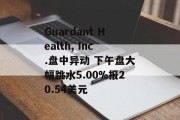 Guardant Health, Inc.盘中异动 下午盘大幅跳水5.00%报20.54美元 Guardant Health, Inc.盘中异动 下午盘大幅跳水5.00%报20.54美元