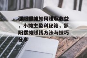 邵阳摆摊如何赚取收益,小摊主盈利秘籍,邵阳摆摊赚钱方法与技巧分享 邵阳摆摊如何赚取收益,小摊主盈利秘籍,邵阳摆摊赚钱方法与技巧分享