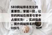 SEO网站排名优化的重要性，掌握一招，让你的网站在搜索引擎中占据优势！，实战指南，提升网站排名的SEO技巧