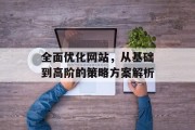 全面优化网站,从基础到高阶的策略方案解析 全面优化网站,从基础到高阶的策略方案解析