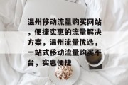 温州移动流量购买网站，便捷实惠的流量解决方案，温州流量优选，一站式移动流量购买平台，实惠便捷