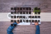 网站流量大播放，揭秘如何打造高流量、高播放量的网站，揭秘高效网站流量与播放量增长策略