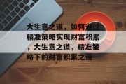 大生意之道,如何通过精准策略实现财富积累,大生意之道,精准策略下的财富积累之道 大生意之道,如何通过精准策略实现财富积累,大生意之道,精准策略下的财富积累之道
