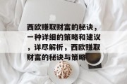 西欧赚取财富的秘诀，一种详细的策略和建议，详尽解析，西欧赚取财富的秘诀与策略