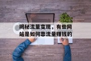 揭秘流量变现,有些网站是如何靠流量赚钱的 揭秘流量变现,有些网站是如何靠流量赚钱的