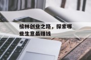 榆林创业之路,探索哪些生意最赚钱 榆林创业之路,探索哪些生意最赚钱