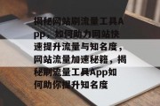 揭秘网站刷流量工具App，如何助力网站快速提升流量与知名度，网站流量加速秘籍，揭秘刷流量工具App如何助你提升知名度