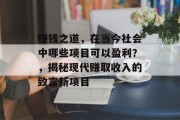 赚钱之道,在当今社会中哪些项目可以盈利?,揭秘现代赚取收入的致富新项目