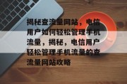 揭秘查流量网站，电信用户如何轻松管理手机流量，揭秘，电信用户轻松管理手机流量的查流量网站攻略