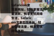 Safaricom查流量网站，轻松掌握流量消耗，畅享无忧网络生活，Safaricom流量监控平台，轻松管理流量，畅享无忧网络体验