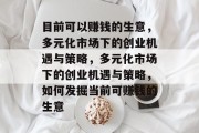 目前可以赚钱的生意,多元化市场下的创业机遇与策略,多元化市场下的创业机遇与策略,如何发掘当前可赚钱的生意 目前可以赚钱的生意,多元化市场下的创业机遇与策略,多元化市场下的创业机遇与策略,如何发掘当前可赚钱的生意