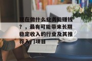 现在做什么业务能赚钱？，最有可能带来长期稳定收入的行业及其推荐入门项目