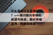 什么是做什么蓝海赚钱？——探讨新兴市场的机遇与挑战，新兴市场蓝海，机遇和挑战