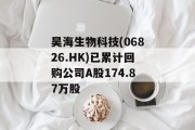 昊海生物科技(06826.HK)已累计回购公司A股174.87万股 昊海生物科技(06826.HK)已累计回购公司A股174.87万股
