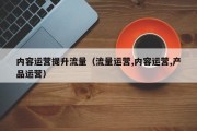 内容运营提升流量（流量运营,内容运营,产品运营）