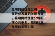 昆明网站优化公司,引领行业发展的关键力量,昆明网站优化公司的核心竞争力,推动行业发展的关键力量 昆明网站优化公司,引领行业发展的关键力量,昆明网站优化公司的核心竞争力,推动行业发展的关键力量