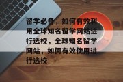 留学必备，如何有效利用全球知名留学网站进行选校，全球知名留学网站，如何有效使用进行选校