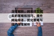 深度解析，网站优化排名的策略和技巧，提升网站排名，优化策略与技巧深度解析