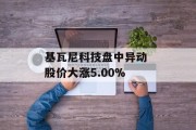基瓦尼科技盘中异动 股价大涨5.00% 基瓦尼科技盘中异动 股价大涨5.00%
