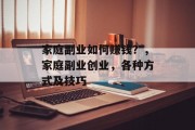 家庭副业如何赚钱?,家庭副业创业,各种方式及技巧 家庭副业如何赚钱?,家庭副业创业,各种方式及技巧