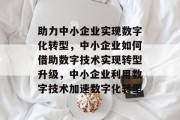 助力中小企业实现数字化转型，中小企业如何借助数字技术实现转型升级，中小企业利用数字技术加速数字化转型