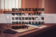 提升网站真实流量的策略与技巧,从SEO优化到社交媒体推广,有效提升网站真实流量的策略和技巧 提升网站真实流量的策略与技巧,从SEO优化到社交媒体推广,有效提升网站真实流量的策略和技巧