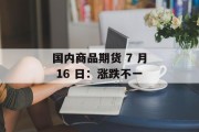 国内商品期货 7 月 16 日：涨跌不一