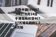 百胜中国(09987.HK)：6月14日于港交所斥资467.87万港元回购1.74万股