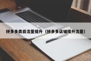 拼多多类目流量提升（拼多多店铺提升流量）