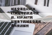 域名交易在ASP.NET网站中的机遇与挑战,ASP.NET网站视角下的域名交易机遇与挑战解析 域名交易在ASP.NET网站中的机遇与挑战,ASP.NET网站视角下的域名交易机遇与挑战解析