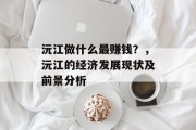沅江做什么最赚钱?,沅江的经济发展现状及前景分析
