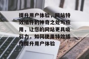 提升用户体验，网站特效插件的神奇之处与应用，让您的网站更具吸引力，如何使用特效插件提升用户体验