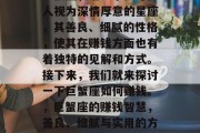 巨蟹座,这一个被许多人视为深情厚意的星座,其善良、细腻的性格,使其在赚钱方面也有着独特的见解和方式。接下来,我们就来探讨一下巨蟹座如何赚钱。,巨蟹座的赚钱智慧,善良、细腻与实用的方法