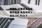 田洪良:主要货币短线操作指南 美指周四上涨在106.40之下遇阻 田洪良:主要货币短线操作指南 美指周四上涨在106.40之下遇阻