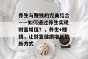 养生与赚钱的完美结合——如何通过养生实现财富增值?,养生+赚钱,让财富健康增长的新方式 养生与赚钱的完美结合——如何通过养生实现财富增值?,养生+赚钱,让财富健康增长的新方式