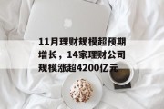 11月理财规模超预期增长,14家理财公司规模涨超4200亿元 11月理财规模超预期增长,14家理财公司规模涨超4200亿元