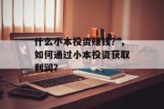 什么小本投资赚钱?,如何通过小本投资获取利润?