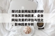 探讨企业网站流量的好坏及其影响因素,企业网站流量的评估与优化,影响因素分析 探讨企业网站流量的好坏及其影响因素,企业网站流量的评估与优化,影响因素分析