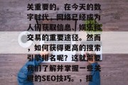 互联网网站流量排名对于任何企业来说都是至关重要的。在今天的数字时代,网络已经成为人们获取信息、娱乐和交易的重要途径。然而,如何获得更高的搜索引擎排名呢?这就需要我们了解并掌握一些关键的SEO技巧。,提升您的企业网站流量,SEO技巧解析 互联网网站流量排名对于任何企业来说都是至关重要的。在今天的数字时代,网络已经成为人们获取信息、娱乐和交易的重要途径。然而,如何获得更高的搜索引擎排名呢?这就需要我们了解并掌握一些关键的SEO技巧。,提升您的企业网站流量,SEO技巧解析