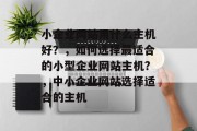 小企业网站用什么主机好？，如何选择最适合的小型企业网站主机？，中小企业网站选择适合的主机
