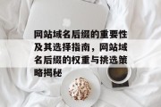 网站域名后缀的重要性及其选择指南，网站域名后缀的权重与挑选策略揭秘