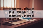 云南做生意,何处可寻商机,实现盈利?,云南商机探索,何处寻觅盈利之机 云南做生意,何处可寻商机,实现盈利?,云南商机探索,何处寻觅盈利之机