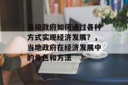 县级政府如何通过各种方式实现经济发展？，当地政府在经济发展中的角色和方法